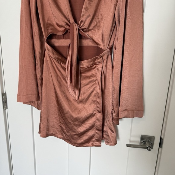 L' ACADEMIE Phillipa Mini Dress Copper Size Medium Cut Out Button Front Revolve - Picture 3 of 3